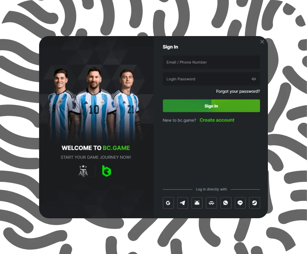 Login your existing BC.Game account